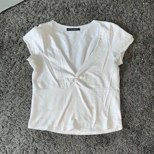 Brandy Melville White Fitted Cap Sleeve Blouse